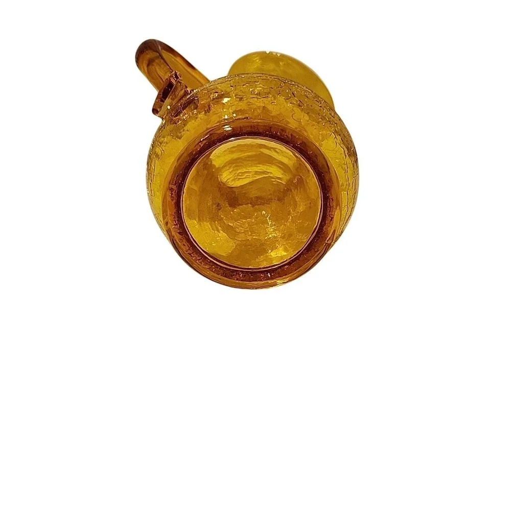 Amber Crackle Glass Mini Pitcher Vase with Handle‎ Decorative Accent Piece